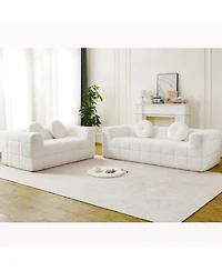 Streamdale Furniture Modern Boneless Couch with Two Circular Throw Pillows