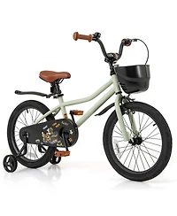 Hongge 16-Inch Kids Bike with Adjustable Seat and Training Wheels for Ages 4–7 - Green