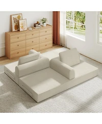 Streamdale Furniture Convertible Sleeper Sofa Bed with Pillow - Corduroy Folding Mattress Couch - Beige