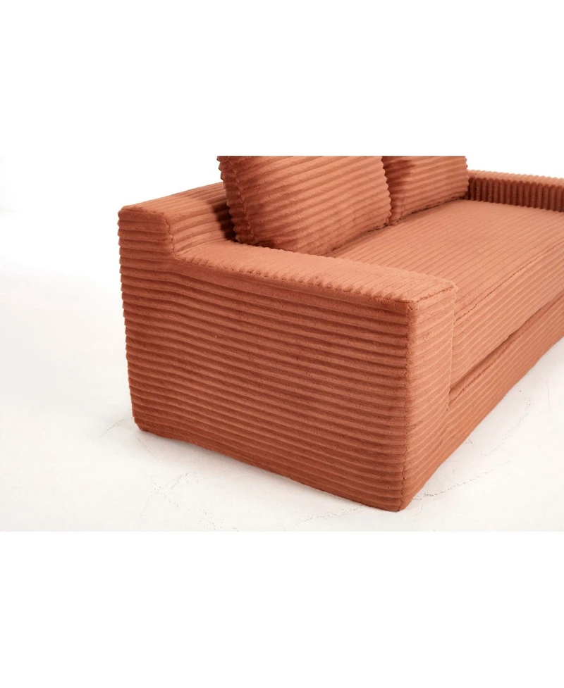 Streamdale Furniture Streamdale Orange Corduroy Loveseat Sofa with Memory Foam & Steel Frame - Convertible 2-in-1 Design