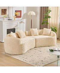 Streamdale Beige Curved Sofa, Nordic-style Design for Living Room, Comfortable & Soft
