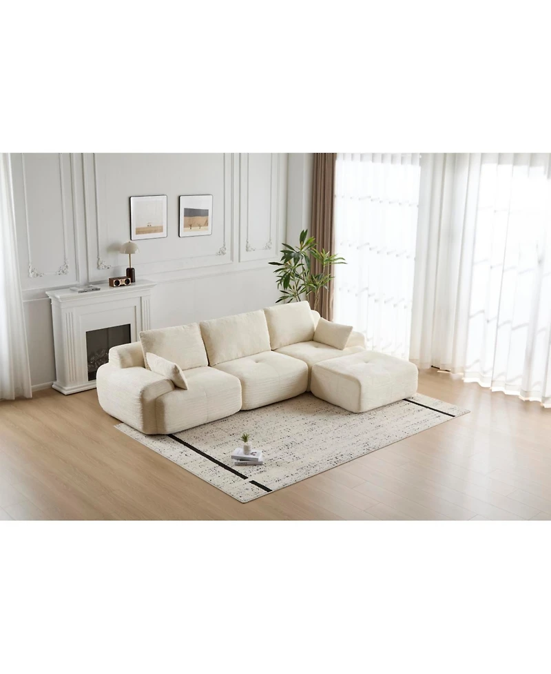 Streamdale Furniture Streamdale Modern Memory Foam Compressed Sofa, Large Sectional Couch, Pet-Friendly, Beige