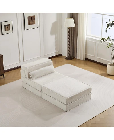 Streamdale Compression Sofa, Convertible Floor Sofa Bed, White
