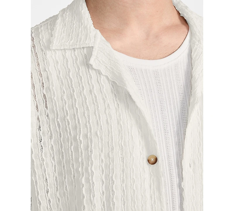 Guess Men's Liam Regular-Fit Open-Knit Jacquard Button-Down Shirt