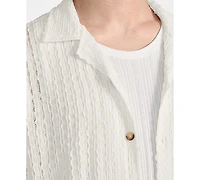 Guess Men's Liam Regular-Fit Open-Knit Jacquard Button-Down Shirt