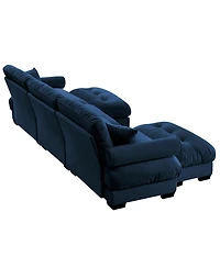 Streamdale U Shape Modular Sectional Sofa Couch with Two Ottomans, Blue