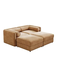 Streamdale Furniture Streamdale Stylish Camel Chenille 2-Seater Sofa with 2 Ottoman Storage Seats