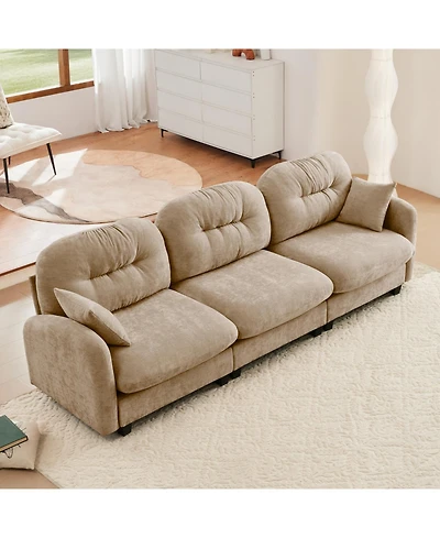 Streamdale Furniture Streamdale Three-Seater Modular Chenille Sectional Couch with Tufted Cushions, Camel