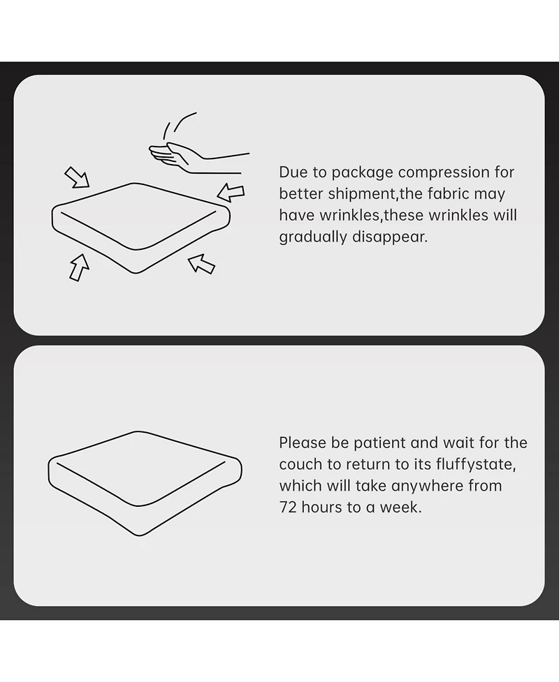 Streamdale Furniture Streamdale Teddy Fabric 4-Seat Sofa, No Assembly, 32D High Density Sponge, Black