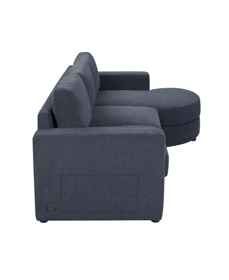 Streamdale Furniture Modern L-shaped Sofa Couch with Curved Chaise, Usb & Storage, Blue