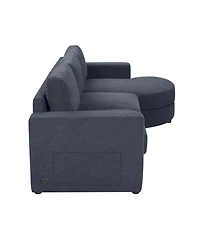 Streamdale Furniture Modern L-shaped Sofa Couch with Curved Chaise, Usb & Storage, Blue