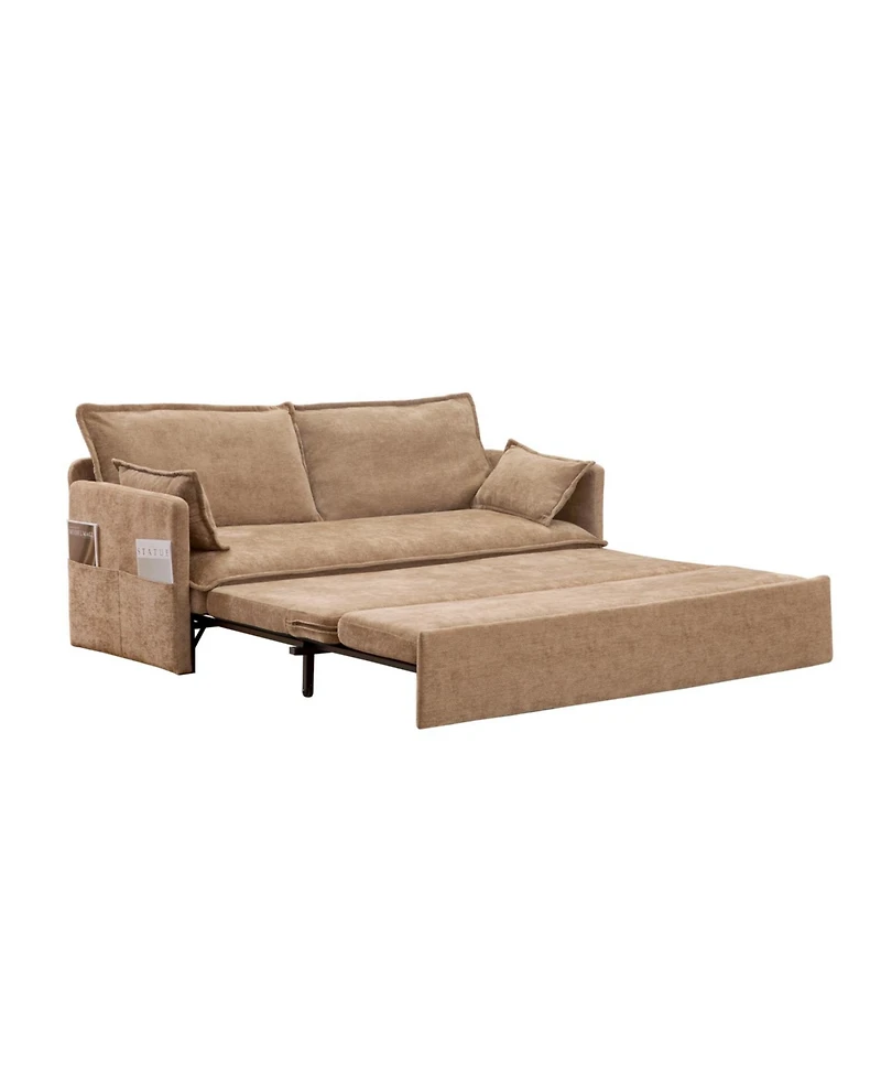 Streamdale Ergonomic Sofa Bed with Storage & Charging - Chenille Convertible Sleeper