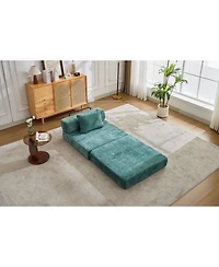 Streamdale Compression Sofa, Convertible Floor Sofa Bed, Single Seater Modular Sectional, Dark Green