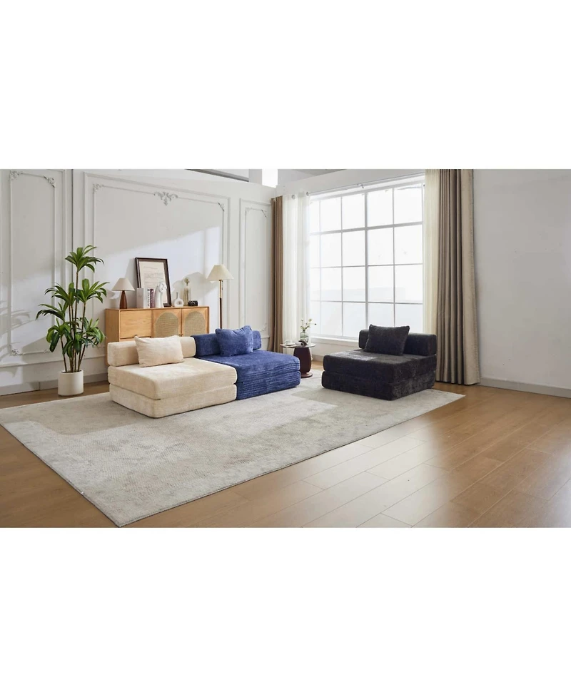 Streamdale Furniture Streamdale Compression Sofa, Convertible Floor Sofa Bed, Single Seater Modular Sectional, Dark Blue