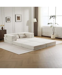 Streamdale Furniture Streamdale Compression Sofa, Convertible Floor Sofa Bed, White