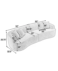 Streamdale Furniture Streamdale Curved Modular Lamb's Wool Sectional Sofa - Blue