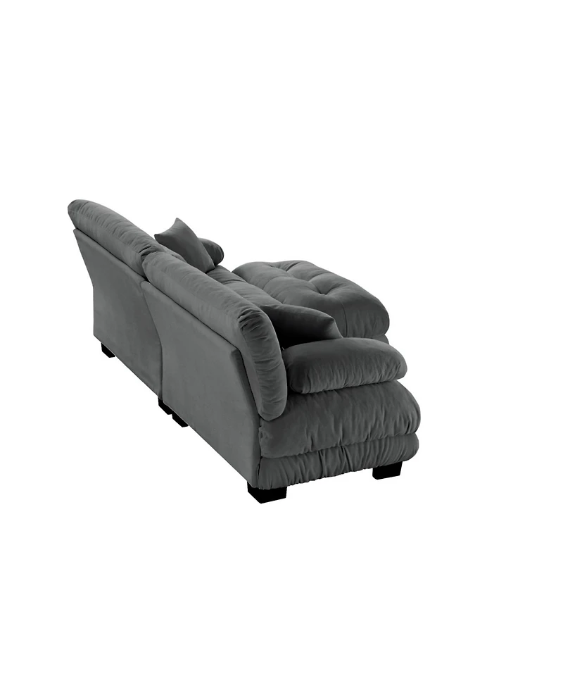 Streamdale Cloud Couch Chenille 2 Seater Sofa with Pillows and Ottoman, Gray