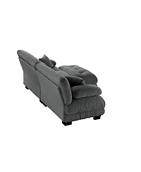 Streamdale Cloud Couch Chenille 2 Seater Sofa with Pillows and Ottoman, Gray