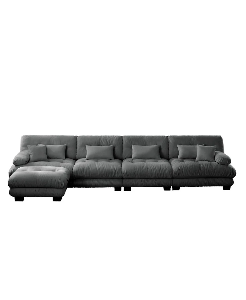 Streamdale Free Combination Modular Sectional Sofa, L-Shaped 4-Seater Cloud Couch, Gray