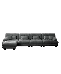 Streamdale Free Combination Modular Sectional Sofa, L-Shaped 4-Seater Cloud Couch, Gray