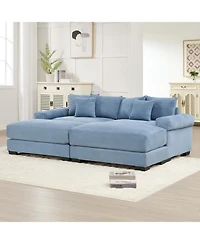 Streamdale Furniture 82.6" Oversized Cloud Modular Sectional Couch, Soft Corduroy, Ottoman, Blue