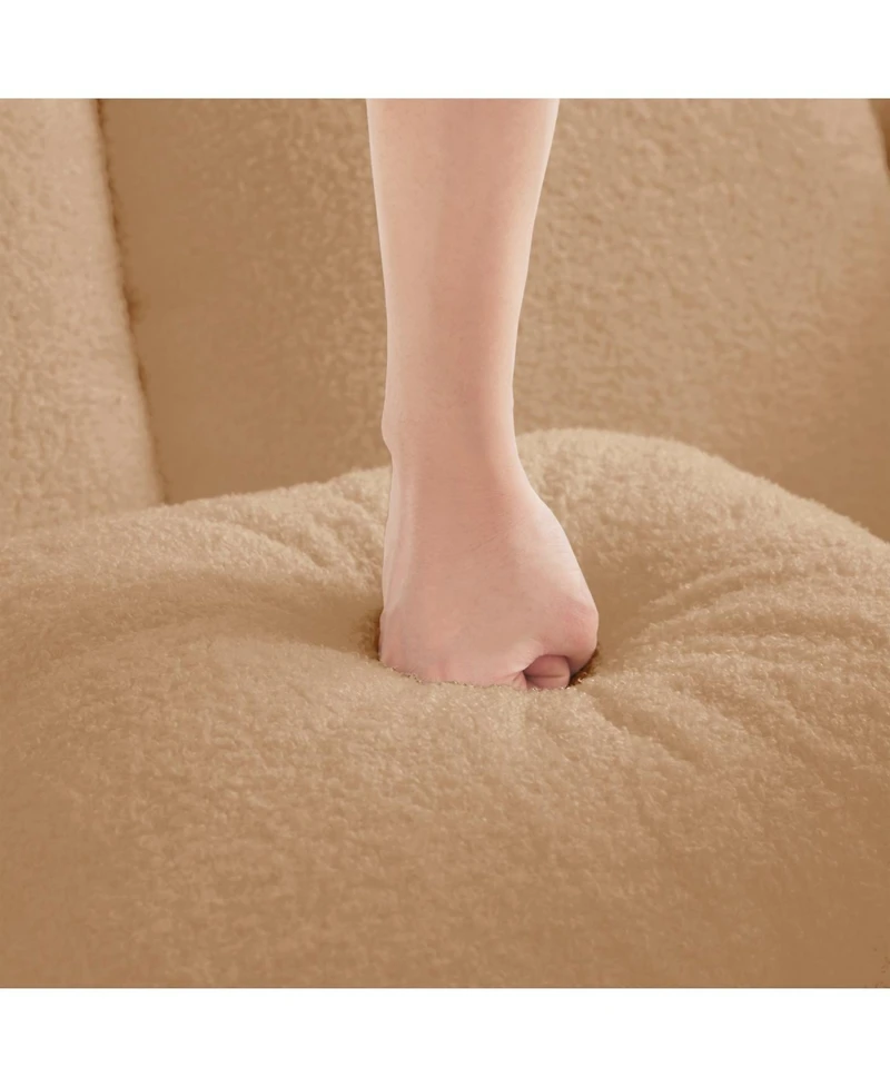 Streamdale Furniture Camel Teddy Fabric Boneless Sofa with Double Chaises