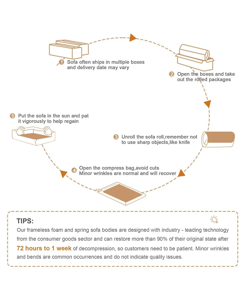 Streamdale L-Shaped Teddy Fabric 2-Seat Boneless Sofa, Camel