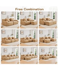 Streamdale Camel Soft Teddy Fabric Boneless Sofa with Anti-Slip Design and Ergonomic Support