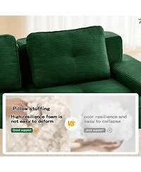 Streamdale Furniture Streamdale Modern U-Shaped Corduroy Sectional Sofa with Ottoman, Green