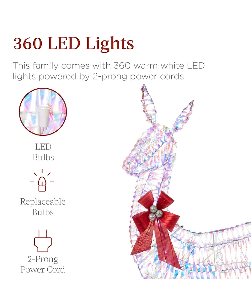 Best Choice Products 3-Piece Lighted Christmas Deer Set Outdoor Yard Decoration with 360 Led Lights, Stakes