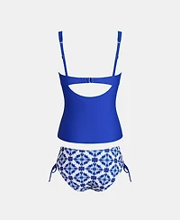 Cupshe Women's Square Neck Ruching Side Drawstring Tankini Sets