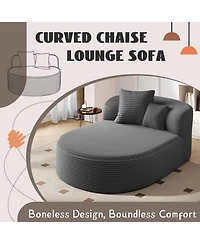 Streamdale Furniture Modern Chaise Lounge Sofa Boneless Couch 51.6" Bed Black