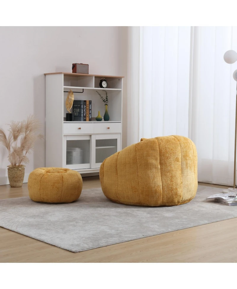 Streamdale Furniture Modern Bean Bag Chair with Ottoman for Adults