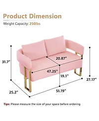 Streamdale Modern Teddy Fleece Chair with Gold Legs, Pink