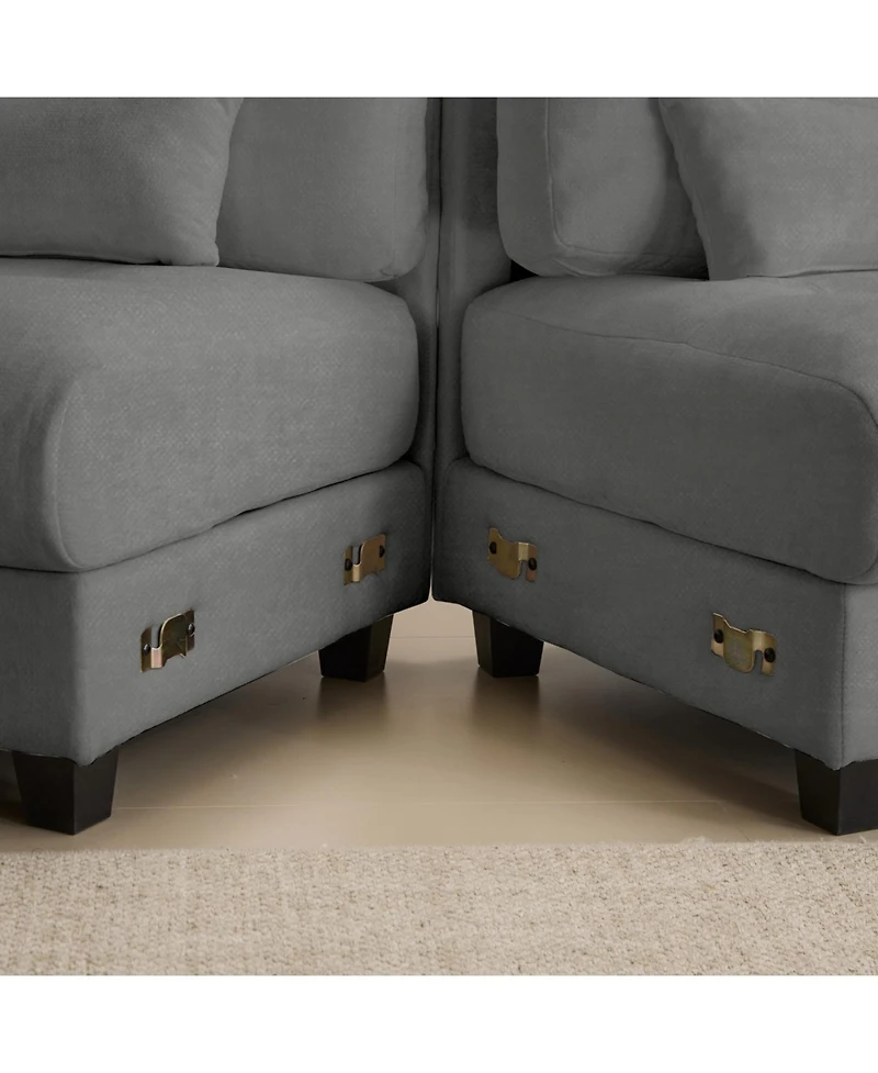 Streamdale Furniture Streamdale 119" 4-Seater Sofa w/ 2 Ottomans, Adj. Backrest, 350lb/Seat, Chenille