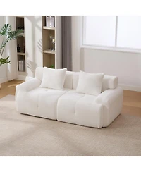 Streamdale Furniture 73" Modern Modular Sectional Loveseat, 2 Seater Tufted Cloud Convertible Couch w/ 2 Pillows, Ivory