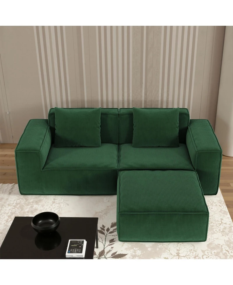 Streamdale Furniture Streamdale Modular sofa bed, corduroy velvet, green
