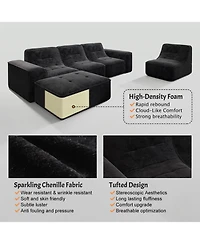 Streamdale Furniture 143.7" Modular Sectional Sofa Set with Removable Ottoman & Chair