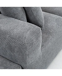 Streamdale Furniture Modular 3-Seat Chenille Sectional Sofa, Deep-Seat, Low-Profile Modern Design, Grey