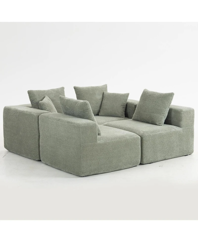 Streamdale Modular Sectional Sofa, Light Green Upholstery, 111"x74"x24