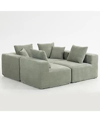 Streamdale Modular Sectional Sofa, Light Green Upholstery, 111"x74"x24