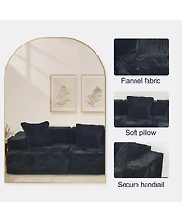 Streamdale Furniture Comfy Corduroy Compression Sectional Couch with Chaise, Black Sofas