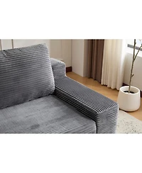 Streamdale Furniture Streamdale Dark Grey Corduroy Loveseat Sofa Bed with Reversible Cushions