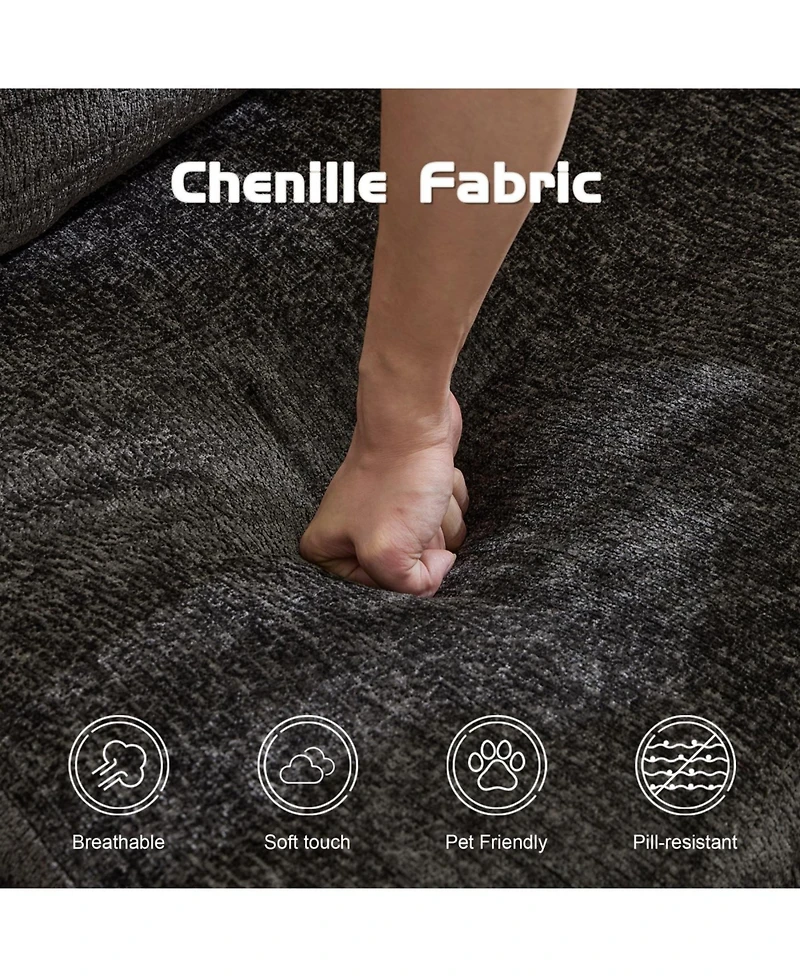 Streamdale Furniture Compression Sofa, Convertible Floor Sofa Bed, Modular Sectional, Black