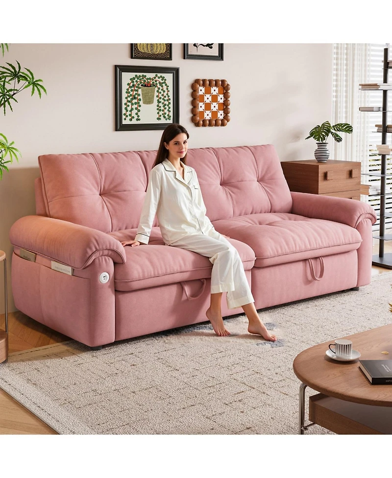 Streamdale Multifunctional 77-inch convertible sofa bed, 2-in-1 velvet fabric for living rooms/bedrooms.