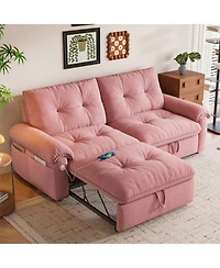 Streamdale Multifunctional 77-inch convertible sofa bed, 2-in-1 velvet fabric for living rooms/bedrooms.