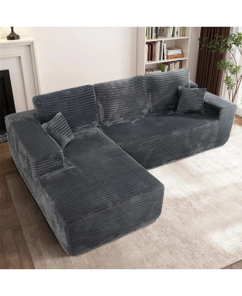 Streamdale Furniture Streamdale Cloud Sectional Couch, L-Shape Chaise, Modern Modular Sofa, Grey