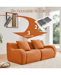 Streamdale Soft Teddy Fabric Boneless Sofa, No Assembly, Anti-Slip, 32D Sponge, Orange