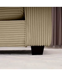Streamdale Furniture Corduroy Sofa - Modern Upholstered 4 Seater with Footstool & Pillows