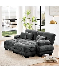 Streamdale Furniture Cloud Couch Sleeper Sofa, Chenille 2 Seater with 2 Lumbar & 2 Throw Pillows, Gray
